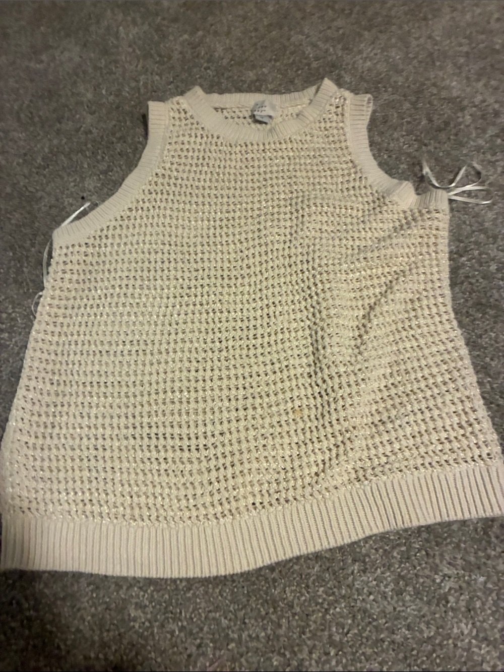 a new day Cream Open-Weave Knit Tank Top